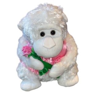 Jiangsu Holly‎ Ape White fuzzy Gorilla plush Pink Rose pink dress heart pattern